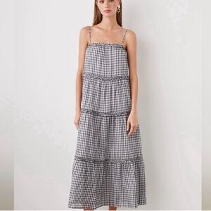 Rails Zuri Salor Navy Check Midi Dress